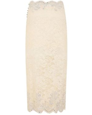 Rabanne Falda Midi Con Dobladillo Festoneado - Neutro