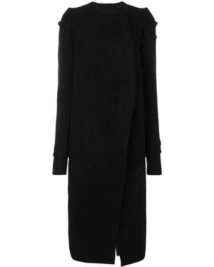 Rick Owens ノーカラーロングコート - ブラック
