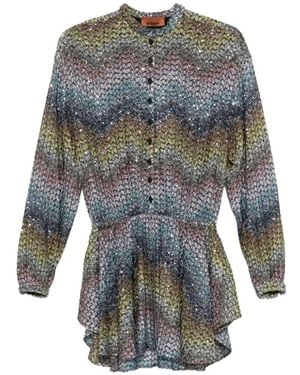 Missoni Pailletten-Minikleid Mit Zickzackmuster - Grau