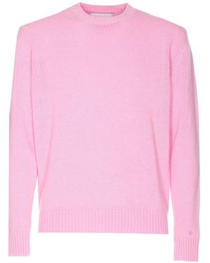 Seven Gauge Crew-Neck Long-Sleeves Sweater - Pink