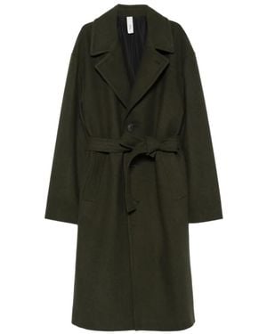 Hevò Belted Notch-Lapel Coat - Green