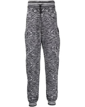 Amiri Bandana Knit Cotton Track Trousers - Grey