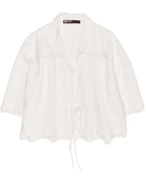 Bimba Y Lola Lace-Trim Tie-Fastening Blouse - White