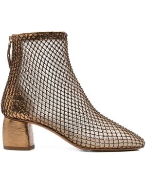 forte_forte Crystal-Embellished Mesh Ankle Boots - Brown