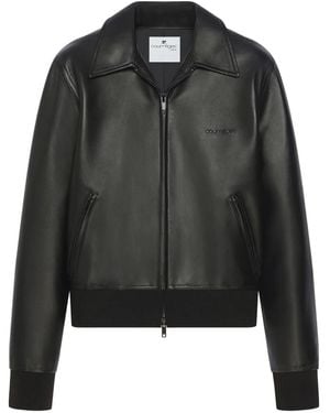 Courreges Zip-Up Leather Jacket - Black