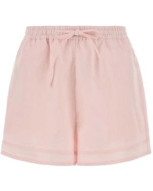 LeKasha Drawstring-Waist Linen Shorts - Pink