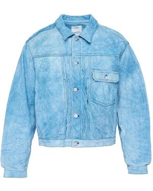 Visvim Pleated Leather Jacket - Blue