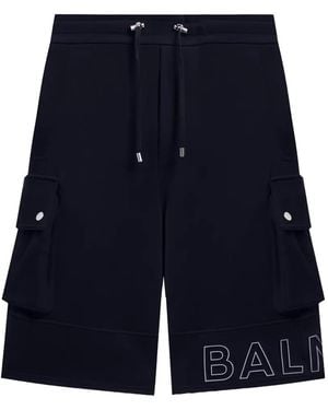 Balmain Drawstring Cargo Shorts - Blue