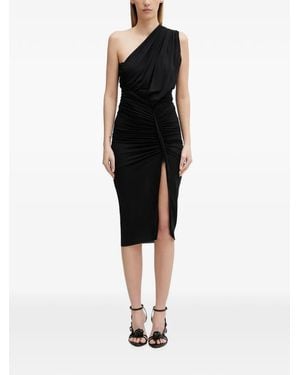 Rick Owens Avra One-Shoulder Ruched Asymmetric Dress - Black