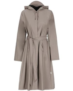 Rains Hooded Belted Coat - Natural
