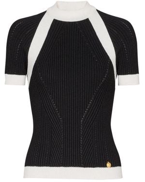 Balmain ショートスリーブ ニットトップ - ブラック