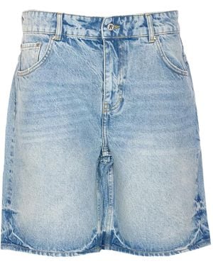 Represent Denim Button-Fastening Shorts - Blue