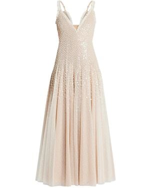 Needle & Thread Sequin-Embellished Tulle Dress - Natural