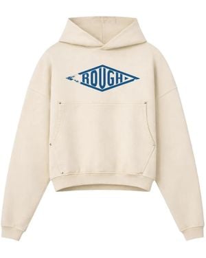 ROUGH Logo-Print Hoodie - White