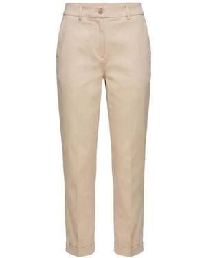Peserico Pressed-Crease Turn-Up Pants - Natural