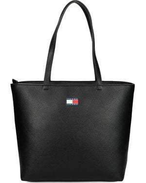 Tommy Hilfiger Logo-Plaque Tote Bag - Black