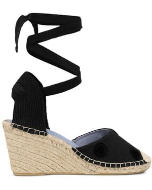 Blue Bird Shoes Ankle-Strap Espadrille Wedge Heels - Black