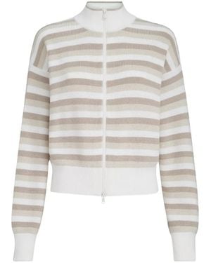 Brunello Cucinelli Ribbed Striped Cardigan - White