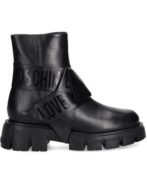 Love Moschino Logo-tape ankle boots - Negro