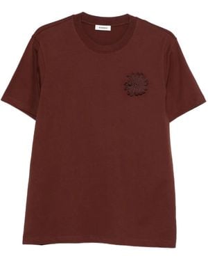 Sandro Camiseta Con Detalle Floral - Rojo