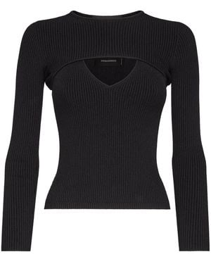 DSquared² Cut-Out Ribbed-Knit Top - Black