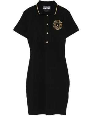 Versace Jeans Couture Button Logo Mini Dress - Black