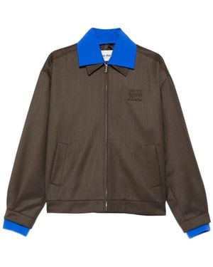 Miu Miu Logo-Embroidered Jacket - Marron