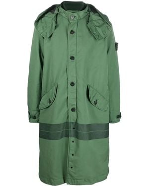 Stone Island Logo Print Raincoat - Green
