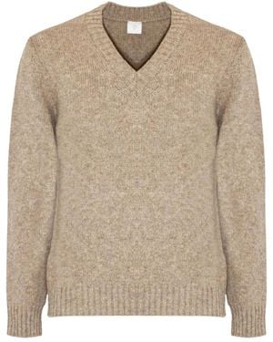 Eleventy V-Neck Ribbed-Trim Sweater - Natural