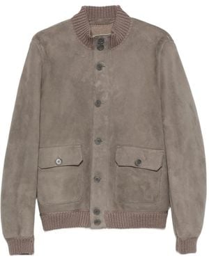 Salvatore Santoro Suede Ribbed-Trim Jacket - Grey