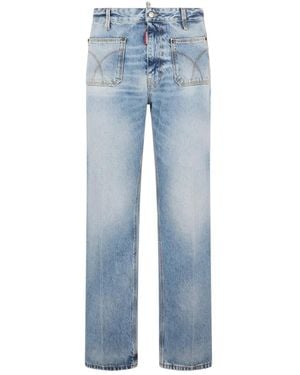 DSquared² Light Diagonale Wash Trousers - Blue
