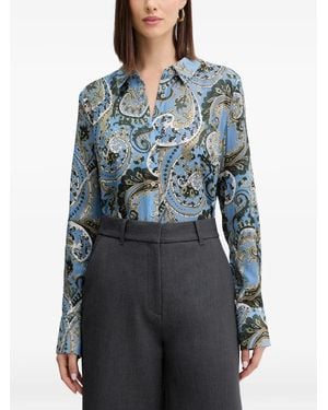 Guess Clarisse Paisley-Pattern Button Shirt - Blue