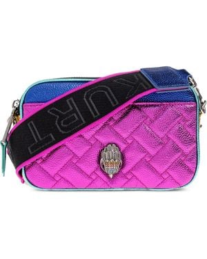 Kurt Geiger Dual-Zip Kensington Drench Quilted Metallic Camera Bag - Purple