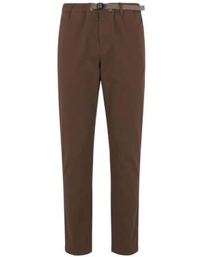 White Sand Belted Elasticated-Waistband Pants - Brown