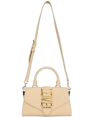Love Moschino Logo-Plaque Tote Bag - Natural