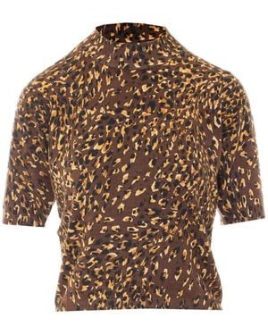 Twinset Animal-Print High-Neck T-Shirt - Brown