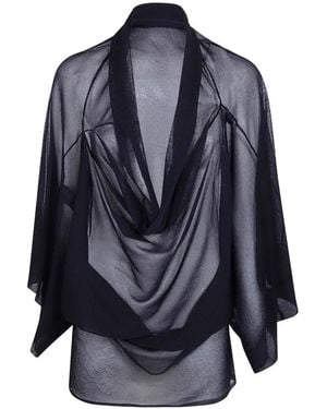 Aviu Sheer draped poncho - Blau