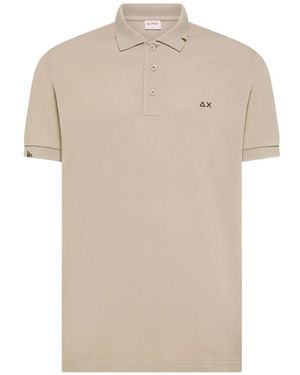 Sun 68 Polo Con Logo Ricamato Ed Effetto Vissuto - Neutro