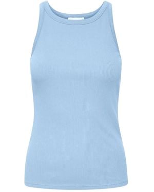 Gestuz Drew Ribbed Racer-Back Top - Blue