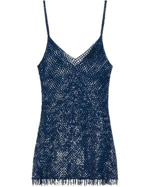 Alanui Robe Courte Nothing But Light À Franges - Bleu