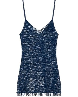 Alanui Nothing But Light Fringed Mini Dress - Blue