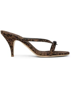 3Juin Linda Leopard-Print Bow-Detail Sandals - Brown