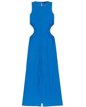 Maje Rückenfreies Leinenkleid - Blau