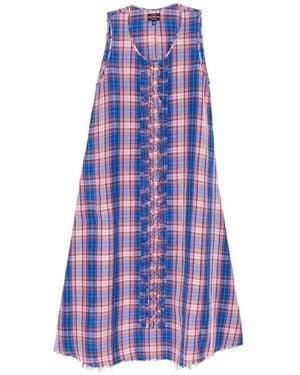 R13 Ruffled-Trim Plaid Dress - Purple