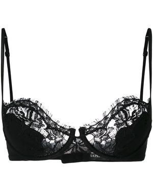 La Perla Lace Appliqué Balcony Bra - Black