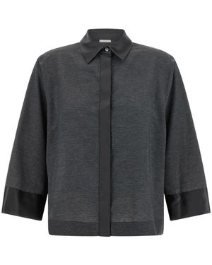 Peserico Satin-Trim Shirt - Grey