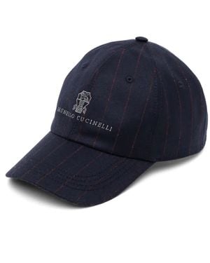 Brunello Cucinelli Cappello Da Baseball Gessato - Blu