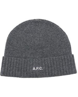 A.P.C. Ribbed Wool Beanie - Grey