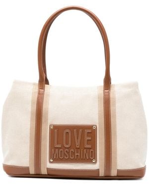 Love Moschino Logo-Plaque Tote Bag - White