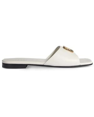 Gucci Double G Leather Flat Sandals - White